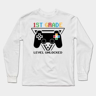 1st Grade Level Unlocked First Day of School Video Gamer Long Sleeve T-Shirt